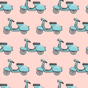 scooter - moped - blue on pink - LAD19