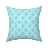 Moroccan Lattice in Aqua and White