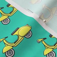 scooter - moped - yellow on teal -  LAD19