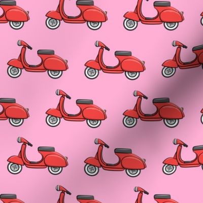 scooter - moped - red on pink - LAD19