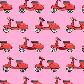 scooter - moped - red on pink - LAD19
