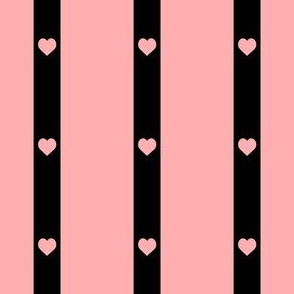 Pink Hearts in Black Stripes 