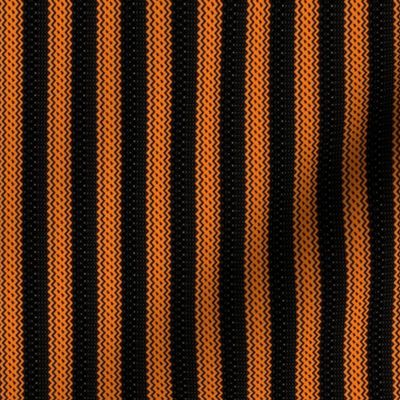 Halloween Orange on Black Ticking Stripe Medium Bordered by Thin Stripes