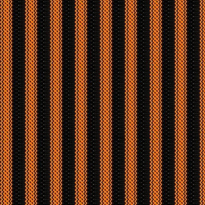 Halloween Orange on Black Ticking Stripe Medium Bordered by Thin Stripes