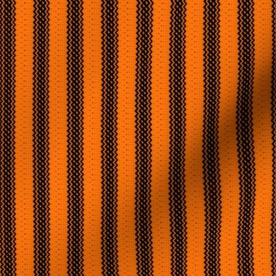 Halloween Black on Orange Ticking Stripe Medium Bordered by Thin Stripes