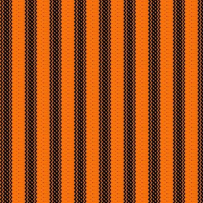 Halloween Black on Orange Ticking Stripe Medium Bordered by Thin Stripes