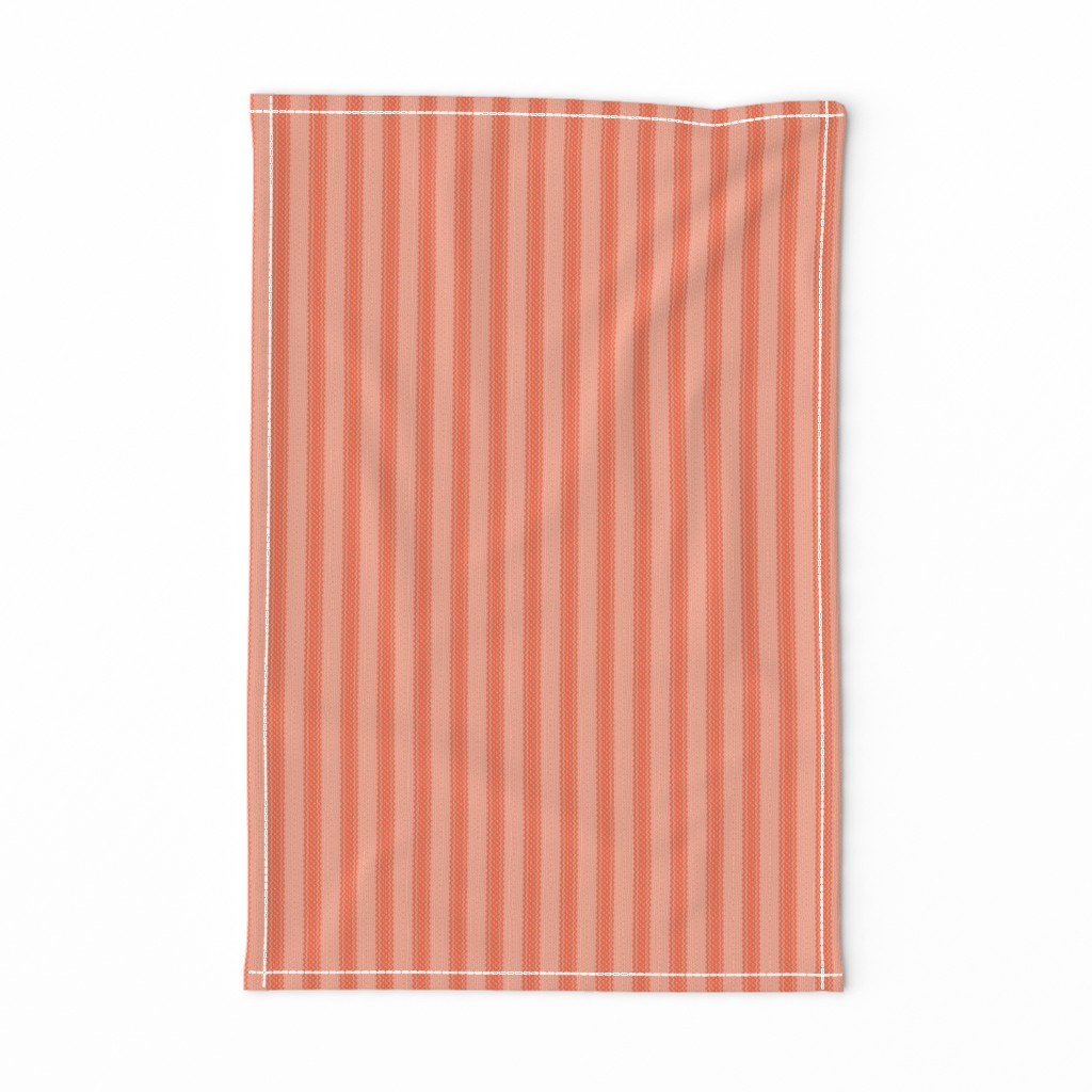 Ticking Stripe Coral Medium Bordered by Thin Stripes