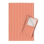 Ticking Stripe Coral Medium Bordered by Thin Stripes