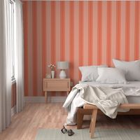 Ticking Stripe Coral Medium Bordered by Thin Stripes