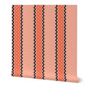 Ticking Stripe Coral Medium Bordered by Thin Black Stripes