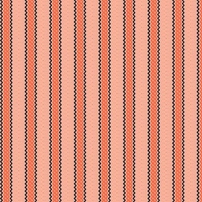 Ticking Stripe Coral Medium Bordered by Thin Black Stripes