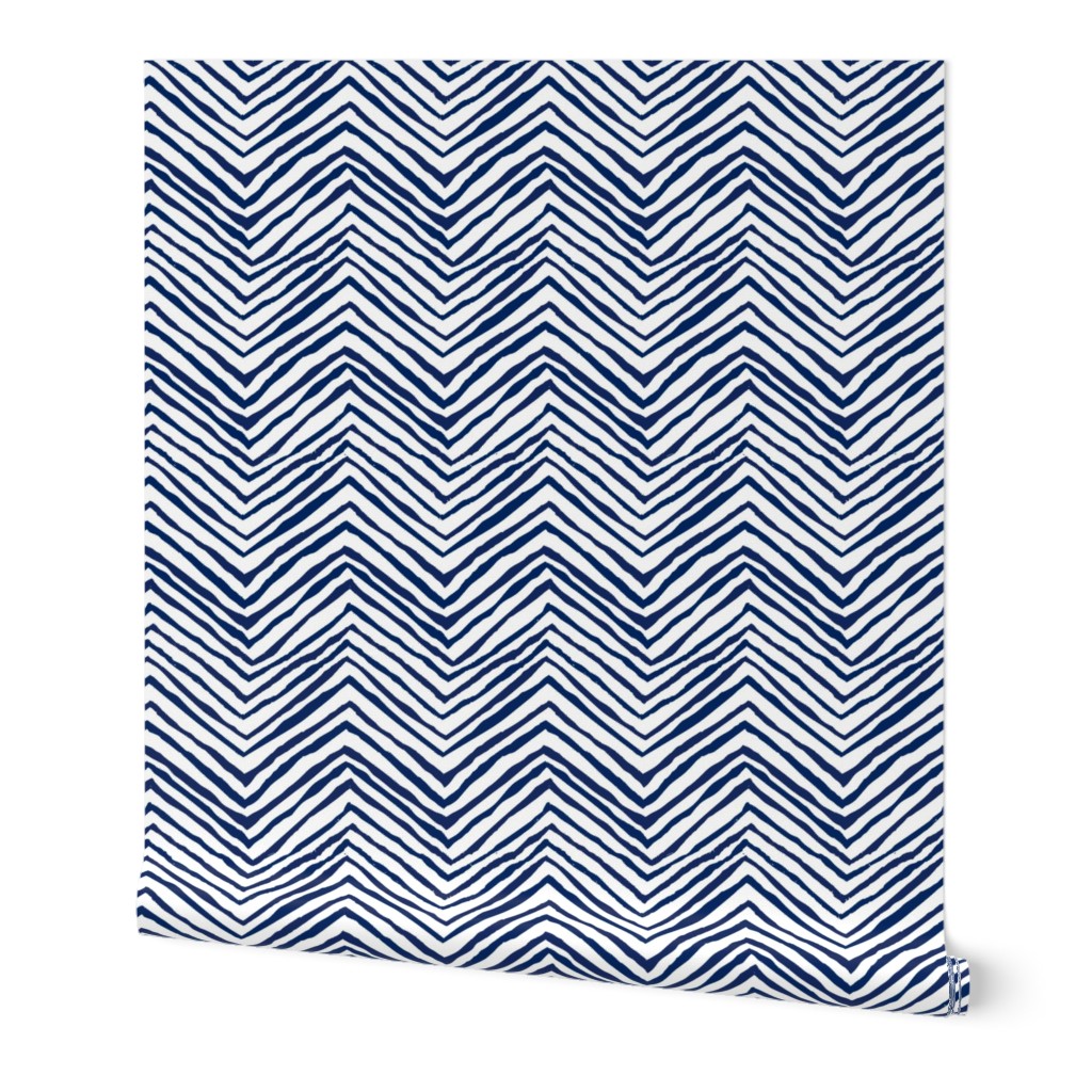 navy and white zig zag