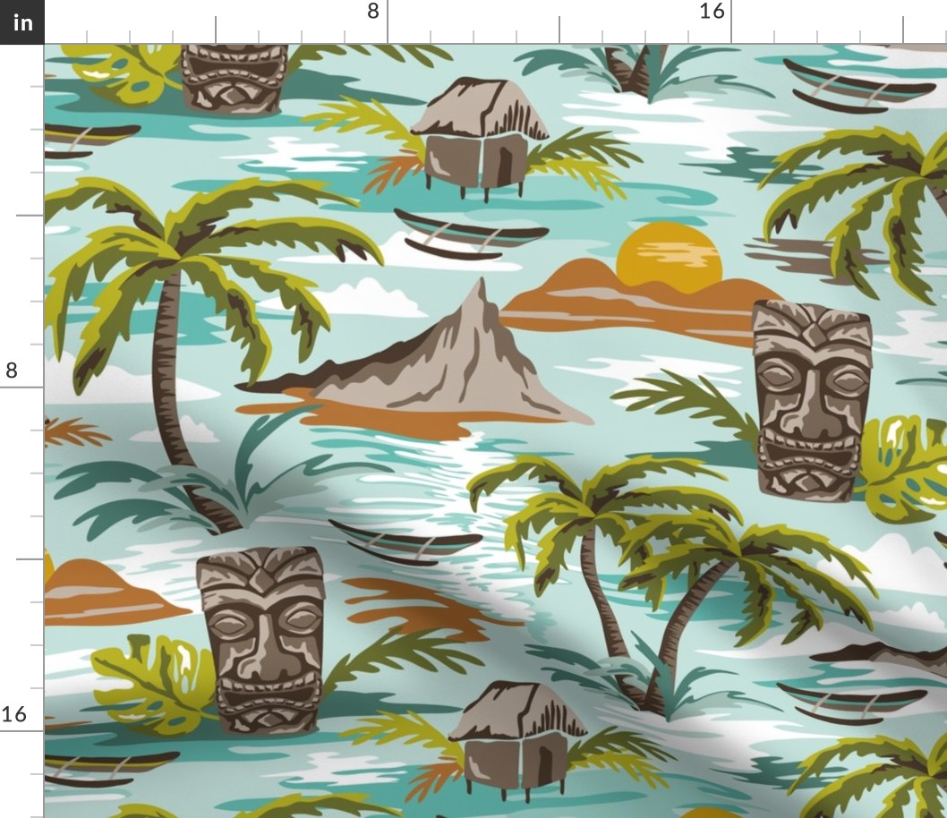 Lost Paradise - Mid Century Modern Tiki Aqua Jumbo Scale 