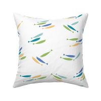 Modern, Cottage Multi blue fish, fabric