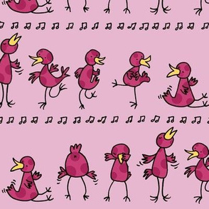 Birds learning to dance -pink