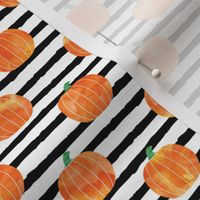 (1" scale) watercolor pumpkins on black stripes V2 C19BS