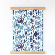 Blue watercolourfish - larger scale - rotated