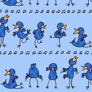 Birds learning to dance -blue