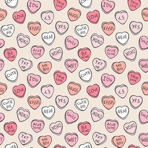 Conversation Candy Hearts Valentine Love Peach Pink Tiny Small