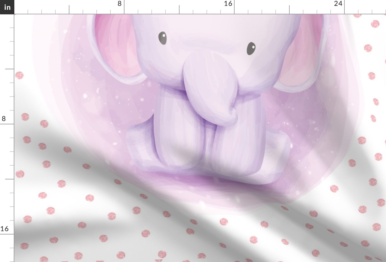 27x36" purple pink watercolor elephant with pink watercolor dots background 