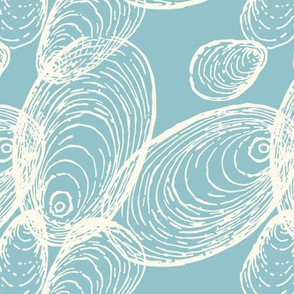 Shells Design in Coastal Blue and Cream