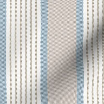 Ticking Triple Stripe in Blue and Brown