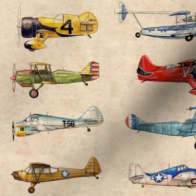 Antiqued Planes Fabric Repeat