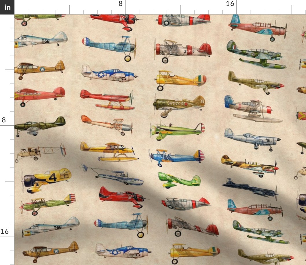 Antiqued Planes Fabric Repeat