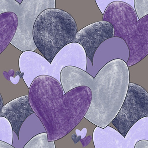 purple hearts on charcoal