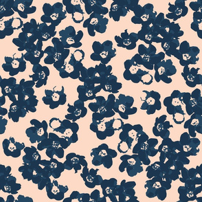 Blue and pink floral patten - botanical design