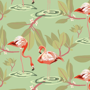Flamingos and Mangroves 