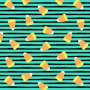 Candy corn - teal and black stripes - halloween candy - LAD19
