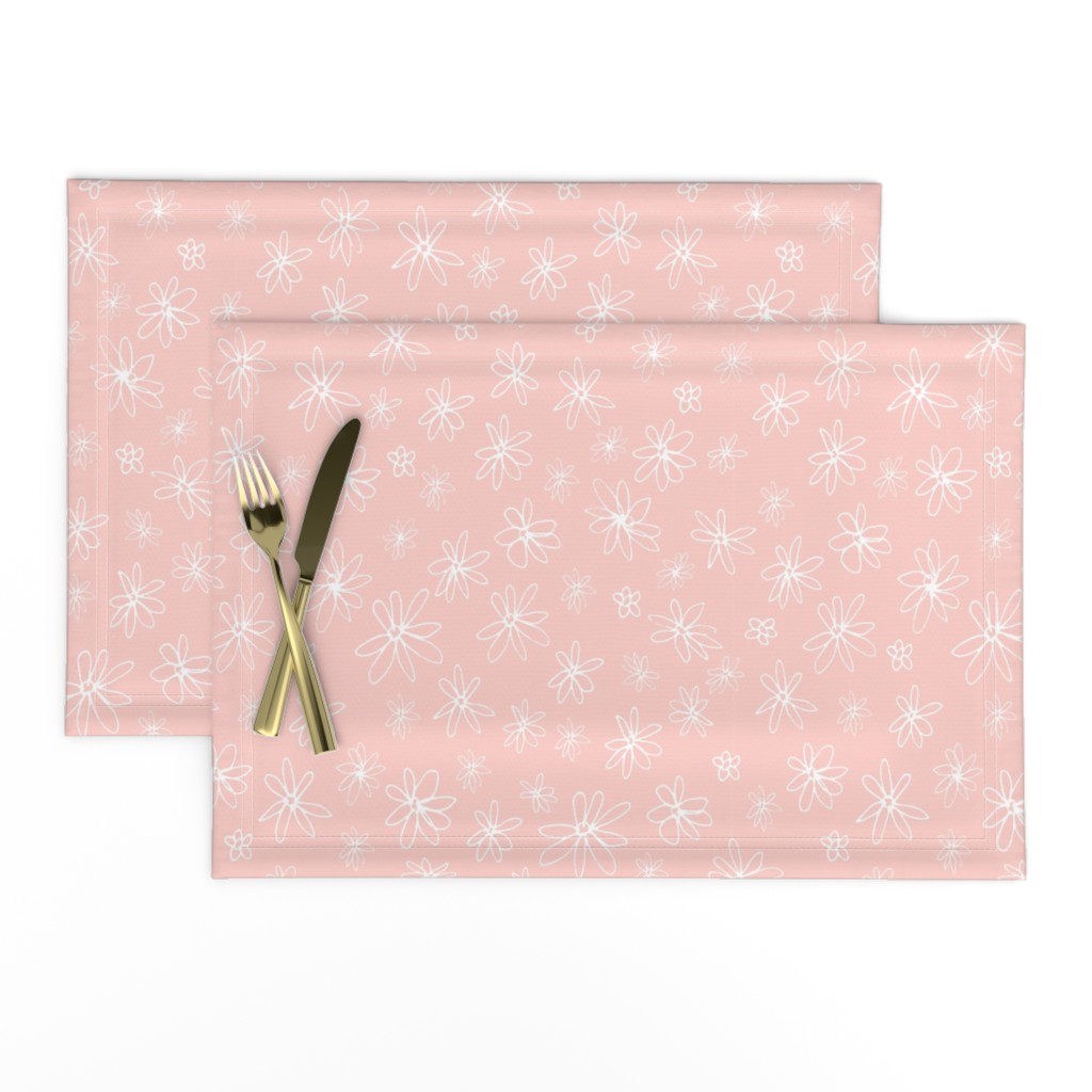 Loopy Flowers - white on peach - small