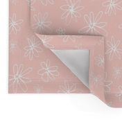 Loopy Flowers - white on peach - small