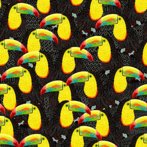 Toucans Flock (tribal black) 18”