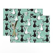 Midcentury modern cats with moustaches -  large 