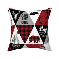 buffalo plaid triangle cheater quilt, adventure awaits