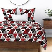 buffalo plaid triangle cheater quilt, adventure awaits