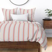 Ticking Two Stripe in Coral Navy Mint Green and Pink
