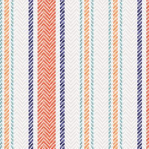 Ticking Two Stripe in Coral Navy Mint Green and Pink