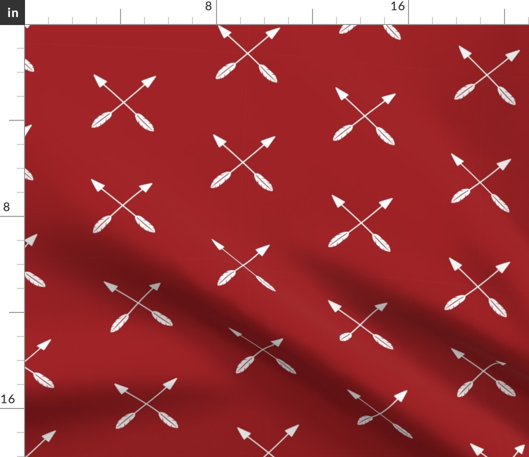 white crossed arrows on buffalo plaid red