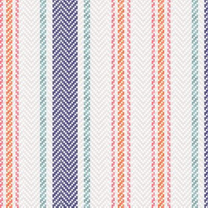 Ticking Two Stripe In Navy Coral Mint Green and Pink 2