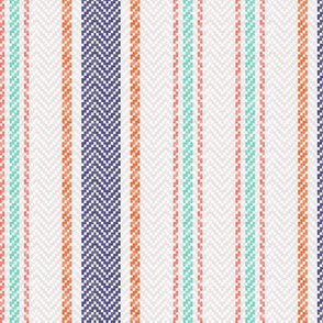 Ticking Two Stripe in Navy Mint Green Coral and Pink 3