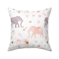 pink floral elephant with gold and pink floral