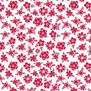 Red Floral On White