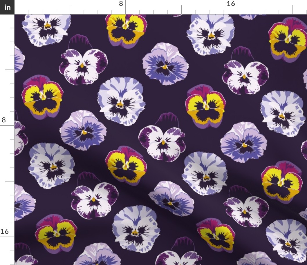 Pansies on midnight violet