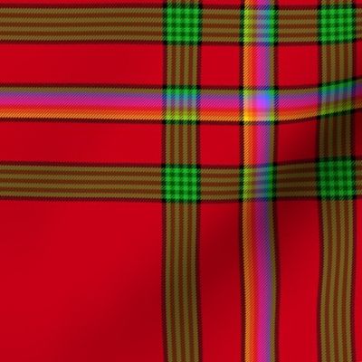 Custom Christmas rainbow-on-red tartan,  12"