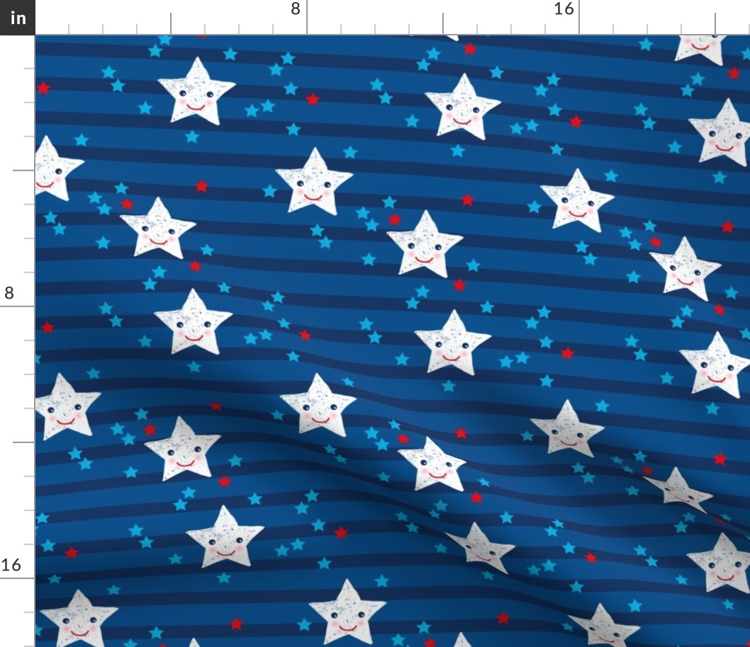 Stars and stripes Kawaii star American traditional flag colors 4th of July celebrations LARGE