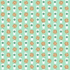 SMALL - coffee and cookies fabric mint coffee fabric