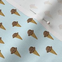SMALL - chocolate ice cream cones summer beach food  blue solid